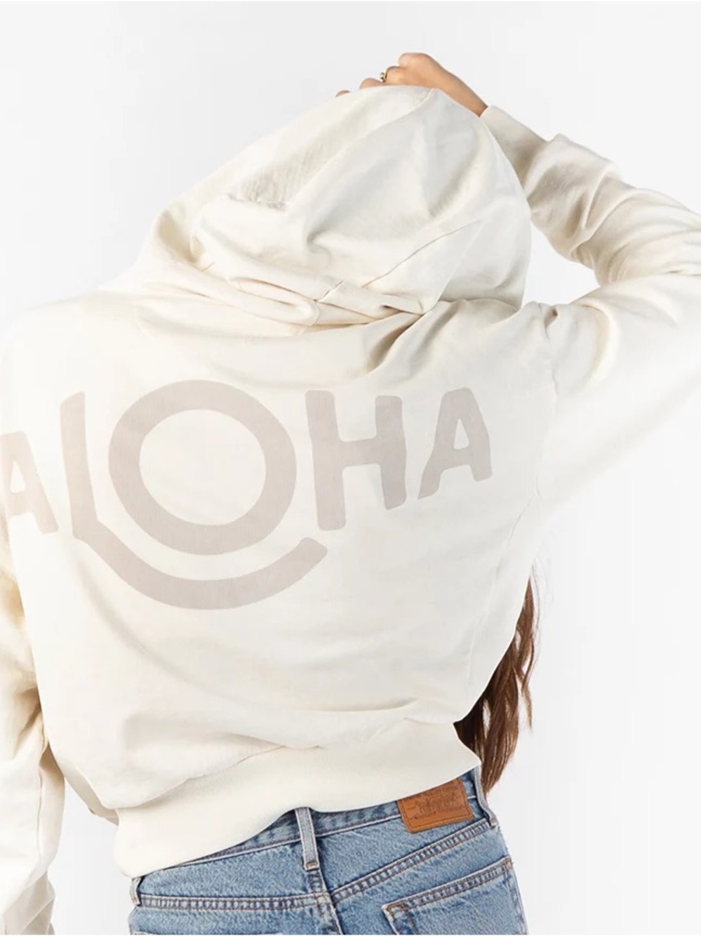 Aloha Collection travel hoodie 1/4 zip cream S/M